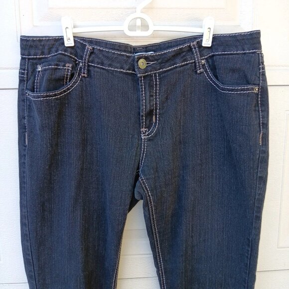Bongo Plus 20W Straight Leg Jeans Black Denim Contrast Thick Stitch Stretch Y2K - Picture 2 of 6
